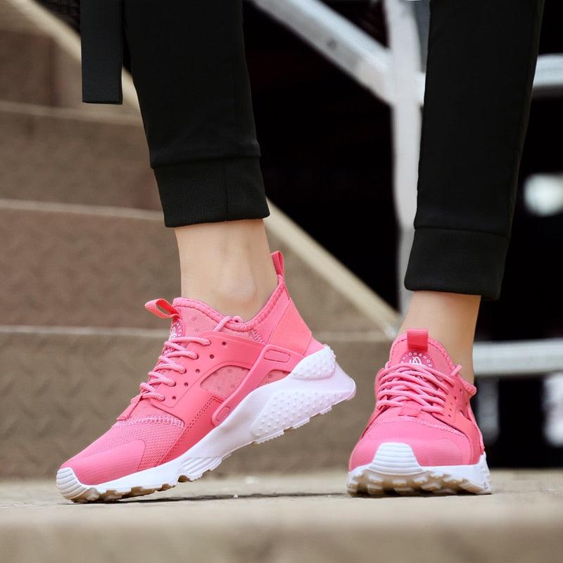 Stevvex pink mesh sneakers with white sole for casual sport wear on Tampa Home & Garden Store
