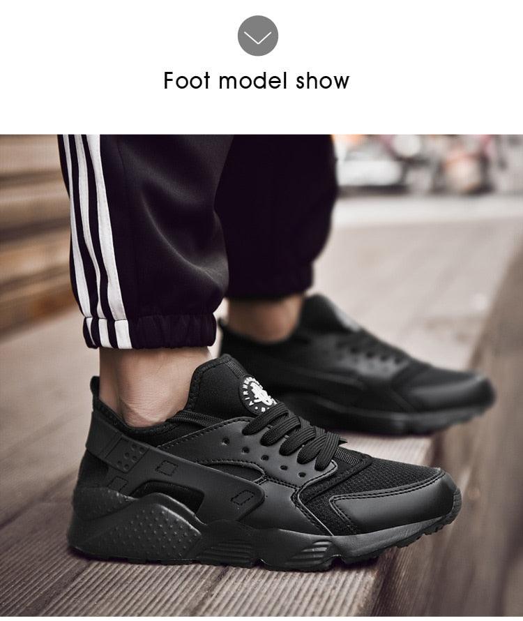 Stevvex unisex black sneakers with mesh upper and chunky sole casual sport shoes on Tampa Home & Garden Store