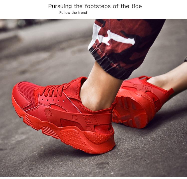 Stevvex red mesh sneakers running shoes casual sports style on Tampa Home & Garden Store