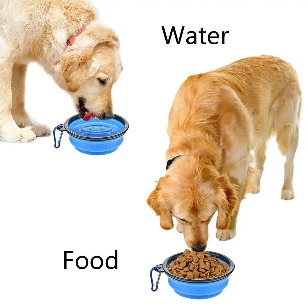 Blue Stevvex collapsible silicone dog travel bowls pair with carabiner clip for food and water on Tampa Home & Garden Store