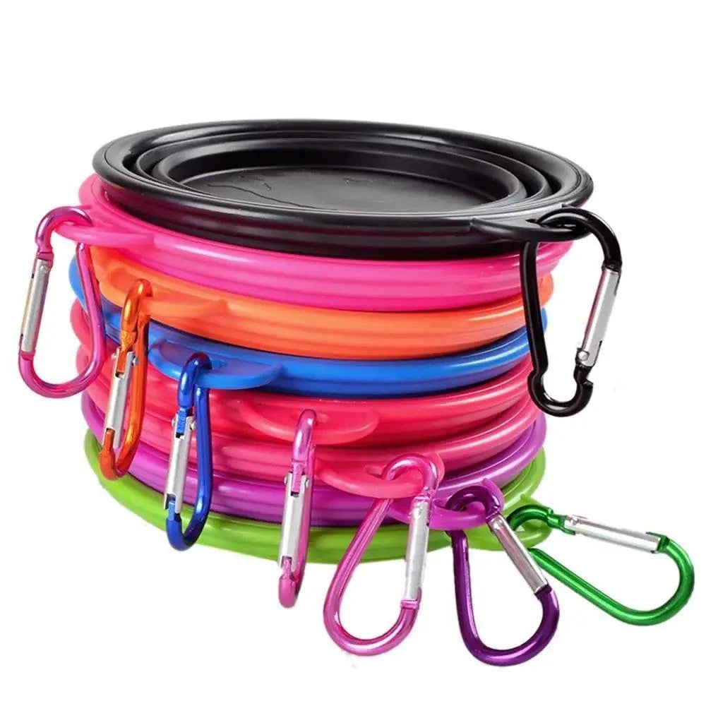 Foldable silicone dog travel bowls by Stevvex, colorful clips for travel feeding on Tampa Home & Garden Store