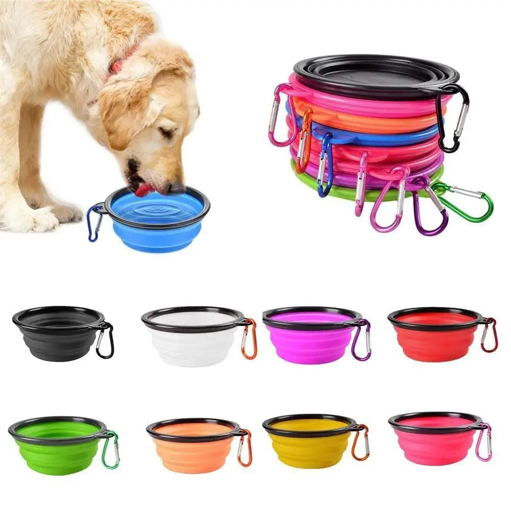 Collapsible silicone dog bowls with carabiner, colorful set for pets on Tampa Home & Garden Store
