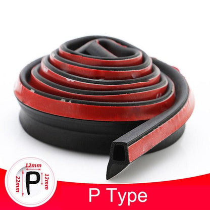 Stevvex P Type auto rubber weather seal strip, self-adhesive car door seal, red/black on Tampa Home & Garden Store