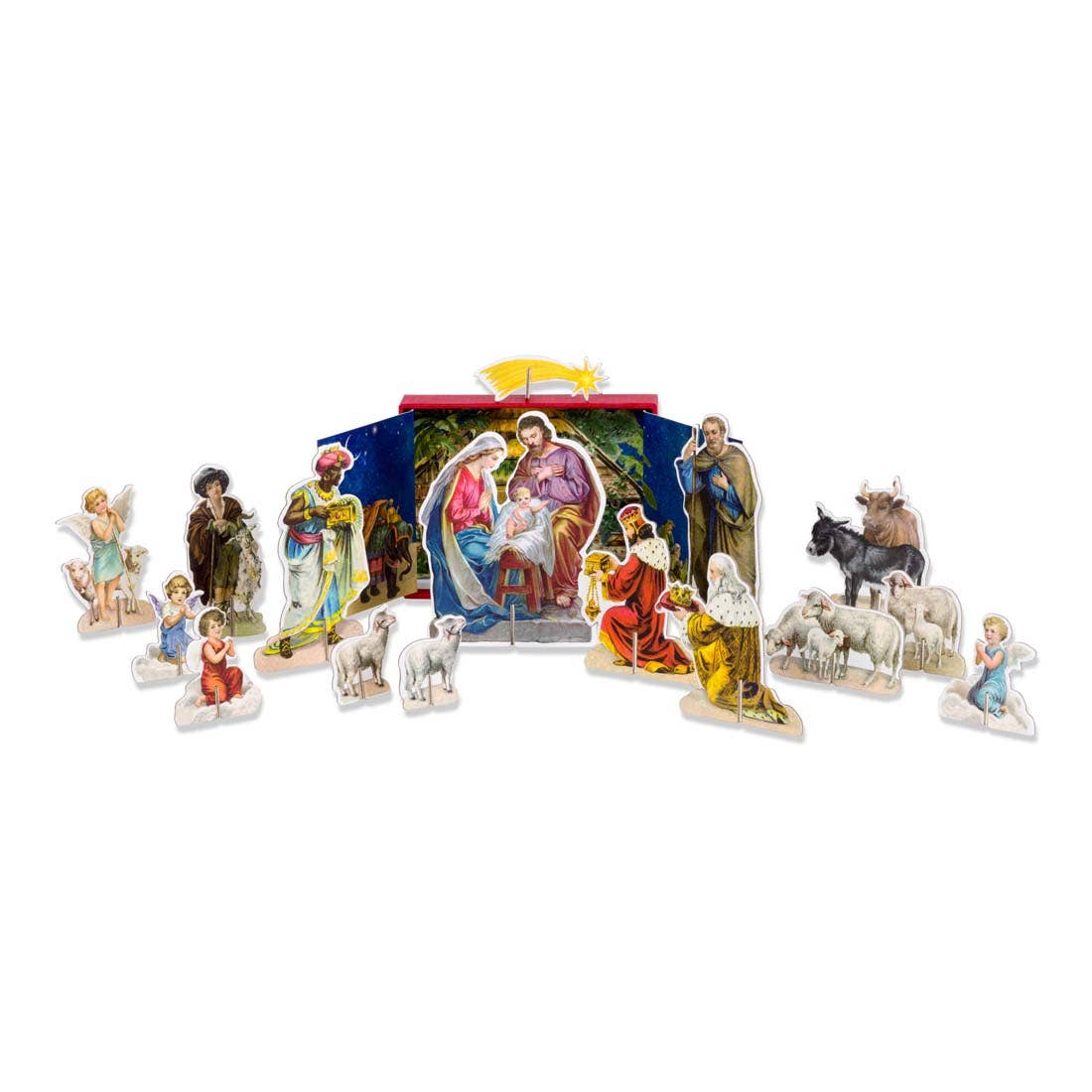 Bethlehem in Cardstock nativity; free-standing figures red stable by The Country Christmas Loft on Tampa Home & Garden Store