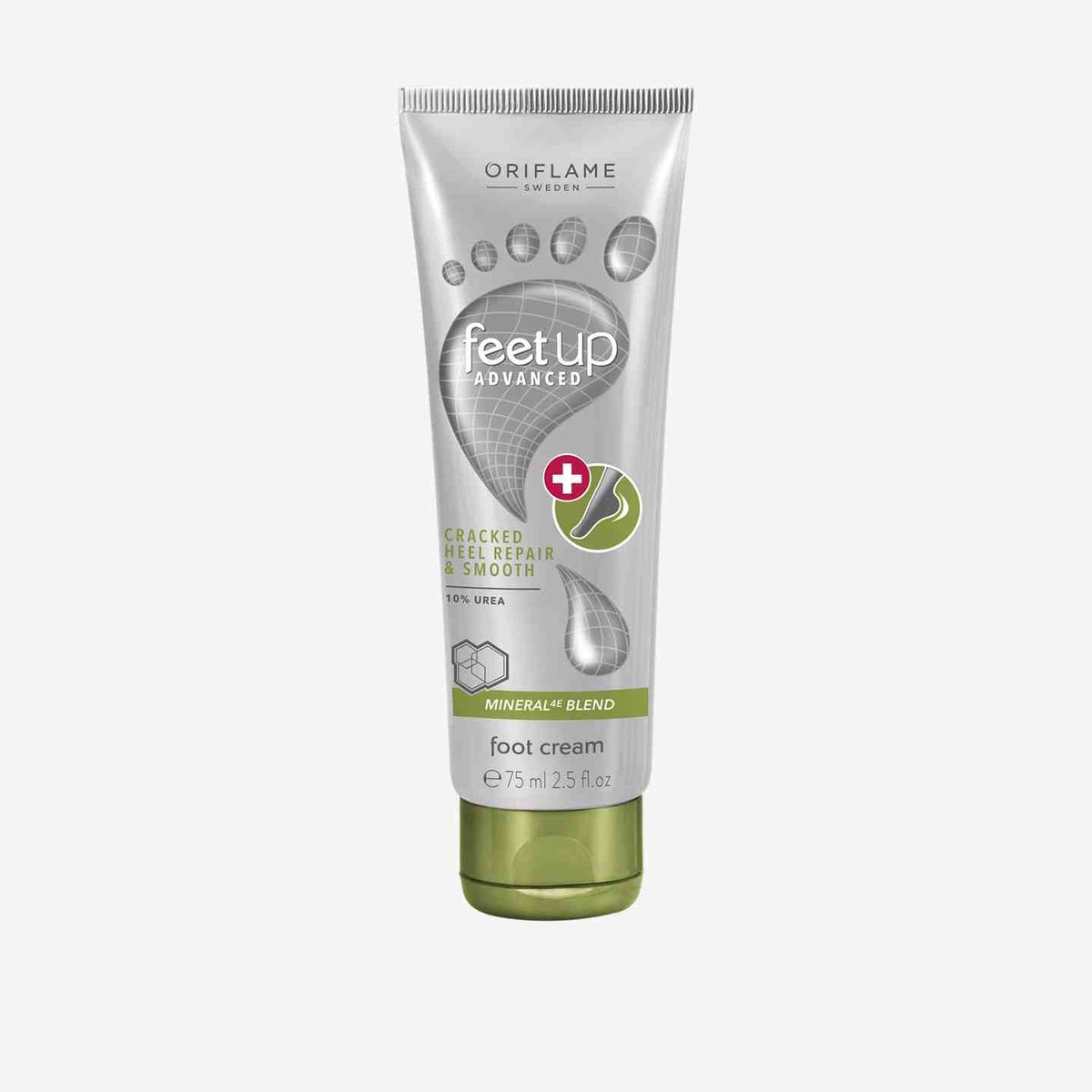 Oriflame feet up advanced repair cream for chapped heels 75 ml in a silver tube with green cap on Tampa Home & Garden Store