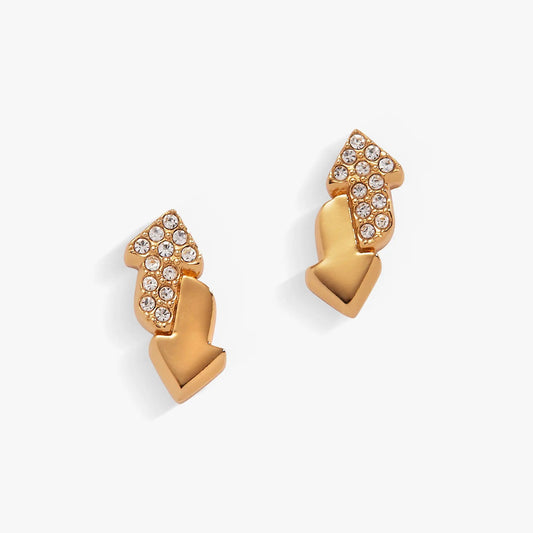 UNO™ Reverse Stud Earrings set of 3 gold-tone with crystal pavé accents on Tampa Home & Garden Store
