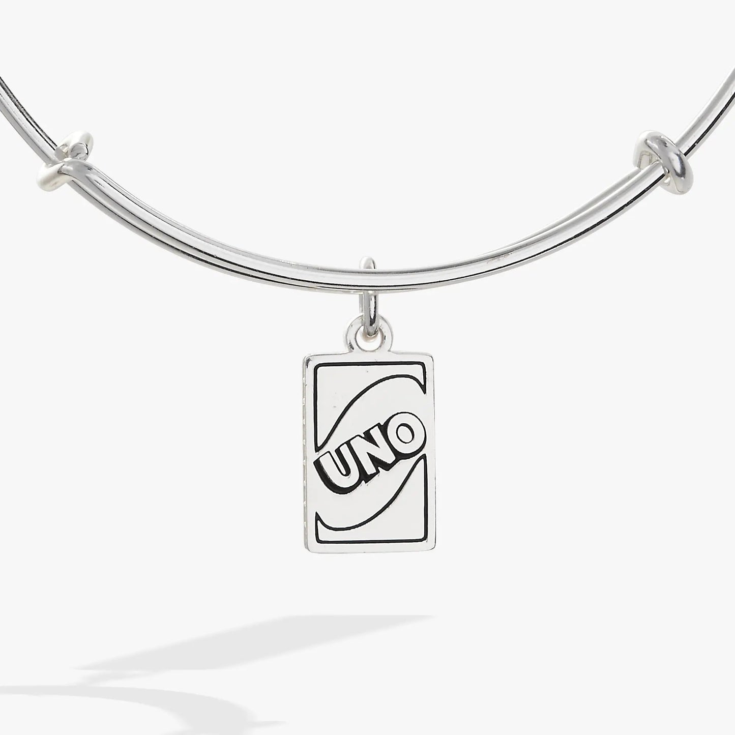 UNO Trust No One charm bracelet by Alex and Ani, silver-tone double-band with hanging charm on Tampa Home & Garden Store