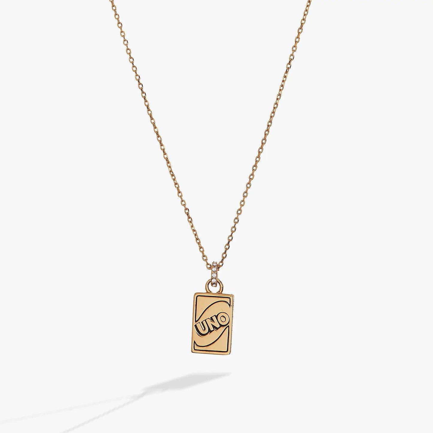 UNO Necklace by ALEX AND ANI gold-tone chain with rectangular UNO pendant on Tampa Home & Garden Store