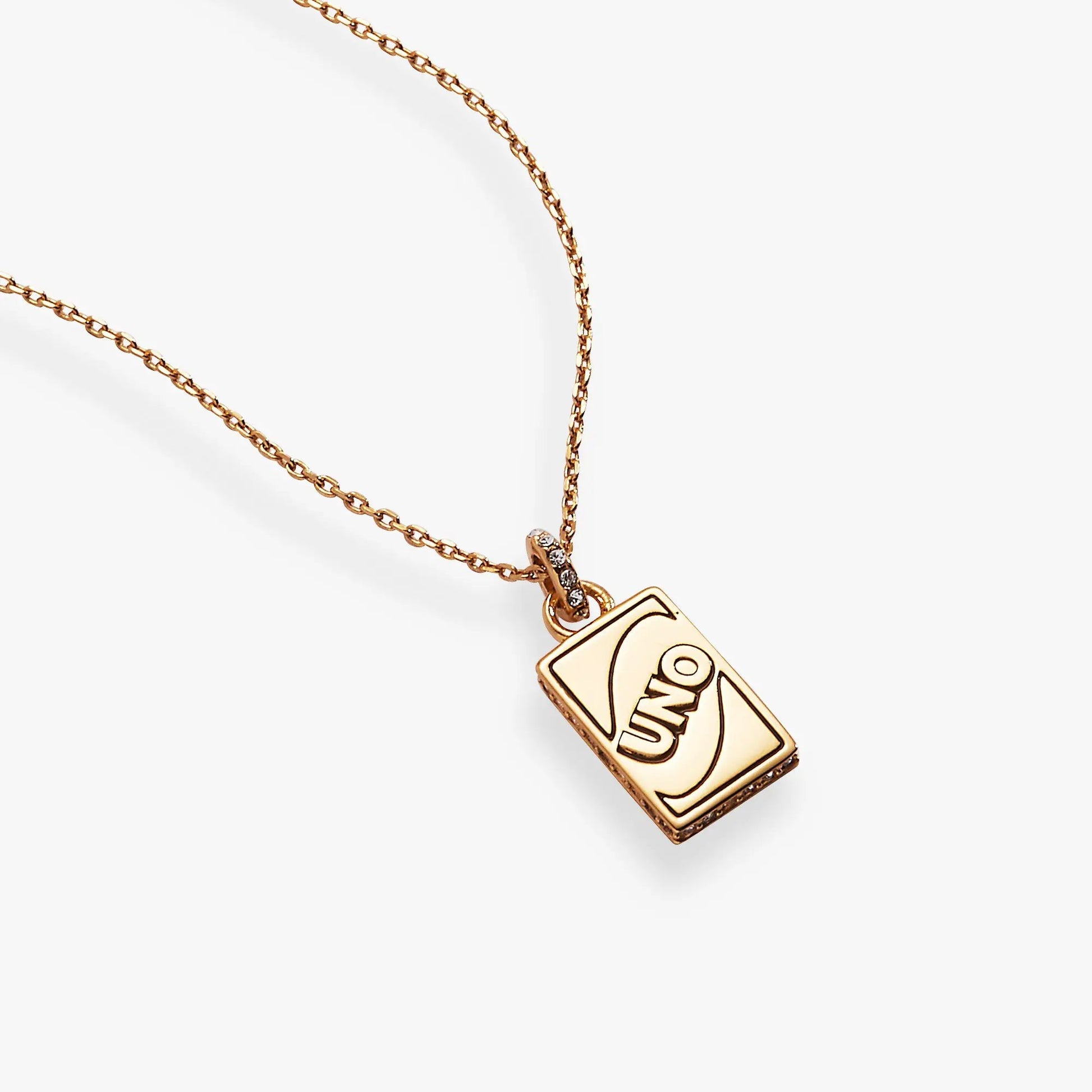 UNO Necklace by ALEX AND ANI, rose-gold chain with rectangular UNO pendant on Tampa Home & Garden Store