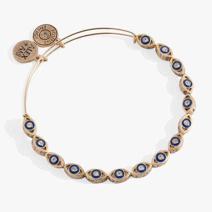 Untamed Evil Eye Beaded Bangle by ALEX AND ANI; gold-tone bracelet with blue eye charms on Tampa Home & Garden Store