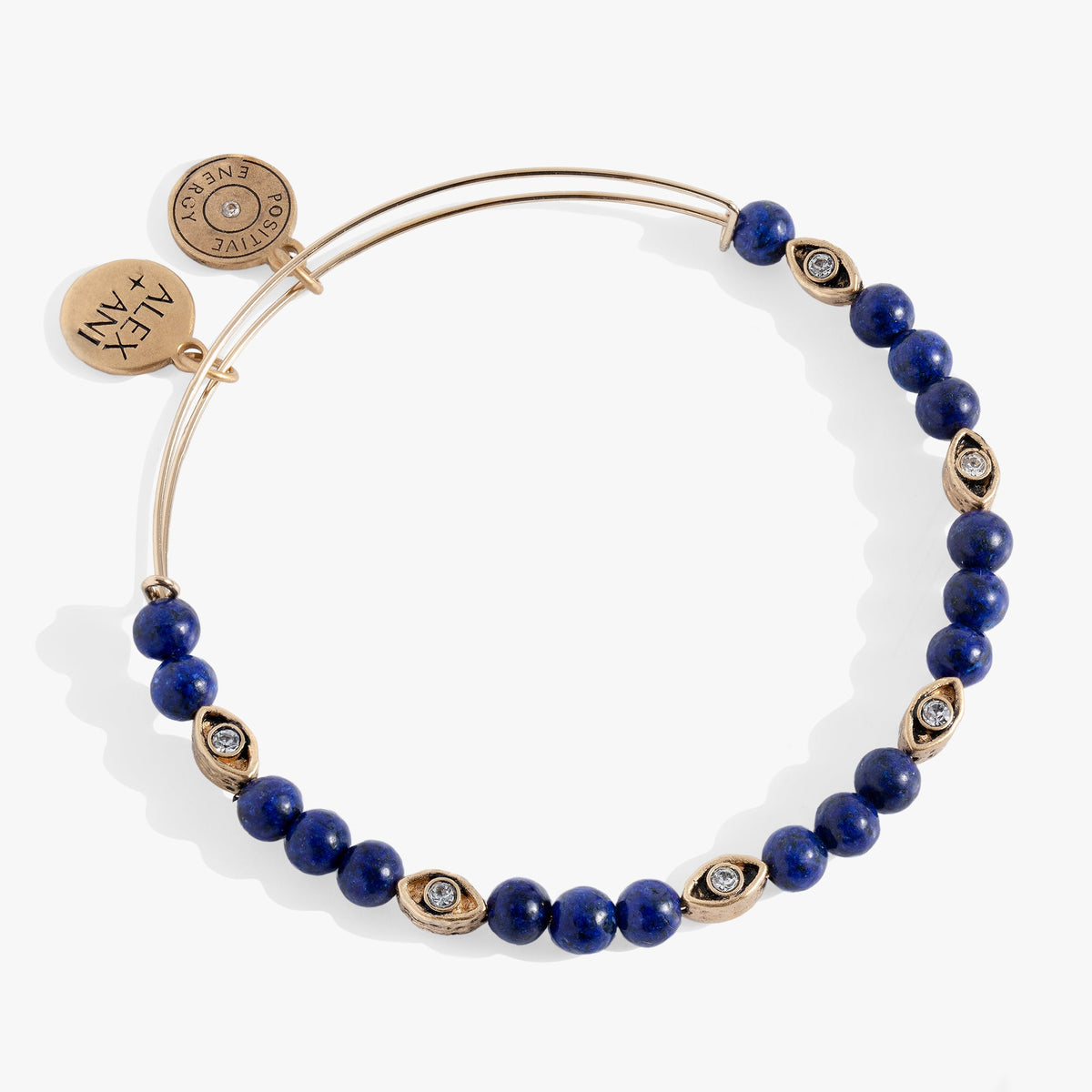 Untamed Evil Eye Lapis Bangle by ALEX AND ANI with blue lapis beads and crystal accents on Tampa Home & Garden Store