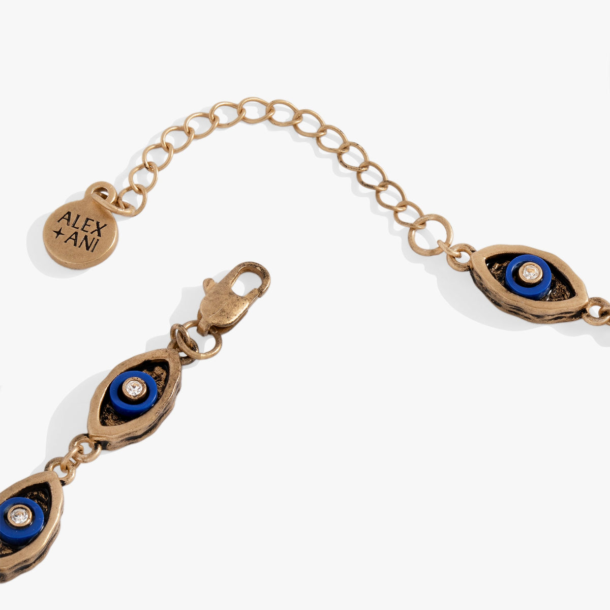 Untamed Evil Eye Chain Bracelet, gold-tone with blue eye centerpiece and ALEX AND ANI logo on Tampa Home & Garden Store