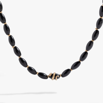 Untamed Beaded Snake Necklace 16in black beads with gold spacers by Alex and Ani on Tampa Home & Garden Store