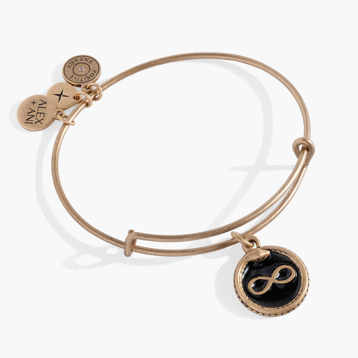 Untamed Snake Charm Bangle by ALEX AND ANI; rose-gold tone bracelet with snake charm and discs on Tampa Home & Garden Store