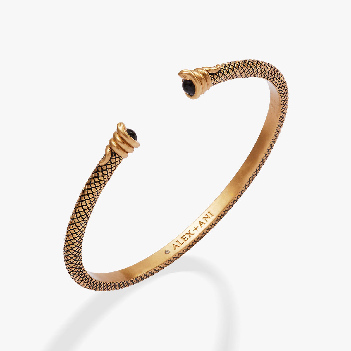 Untamed Snake Cuff Bracelet gold-tone with textured scales and black stones by ALEX AND ANI on Tampa Home & Garden Store