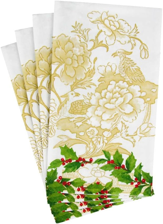 Serviette d'invité/serviette de buffet en céramique Holly ivoire/or
