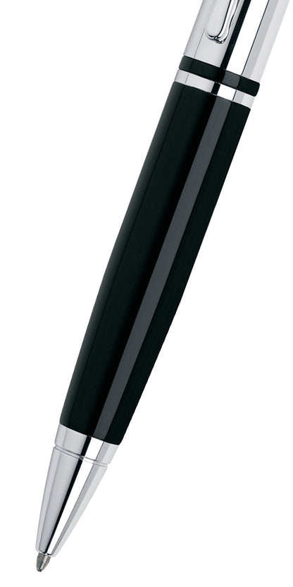 Calais Chrome & Black Lacquer Ballpoint Pen by A.T. Cross, black lacquer body with chrome trim on Tampa Home & Garden Store
