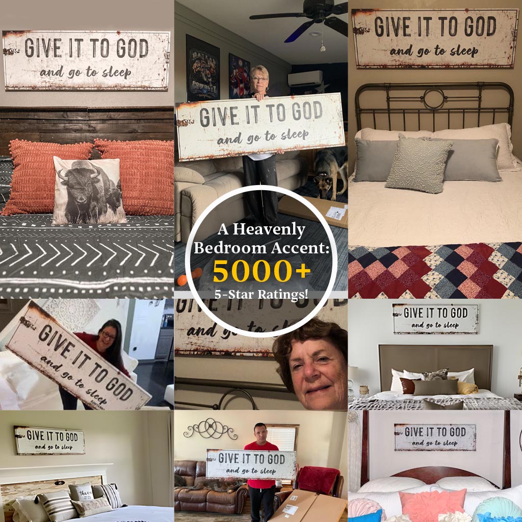 Canvas sign by Tailored Canvases: Give It to God and go to sleep, rustic on Tampa Home & Garden Store