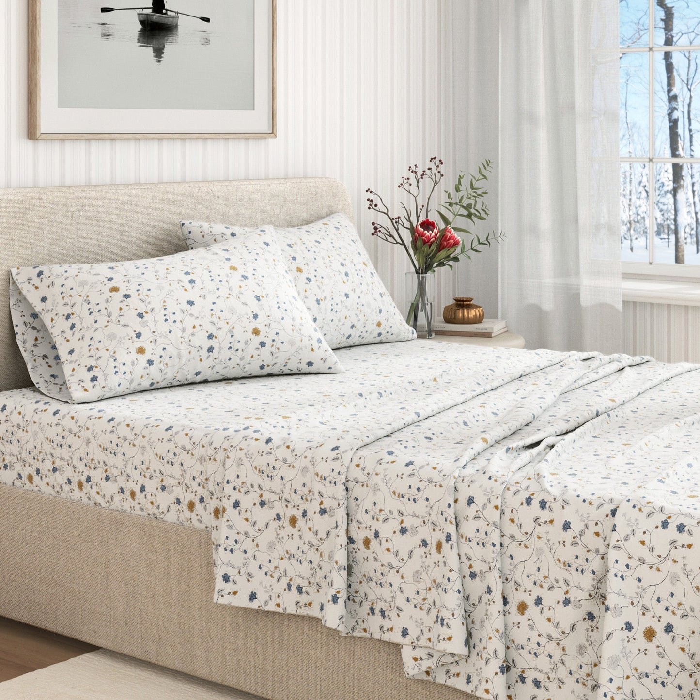 Turkish Cotton Flannel Sheet Set and Floral