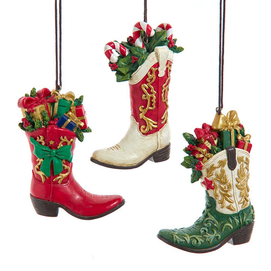 Festive Cowboy Boot Ornament - - Tampa Home & Garden Store