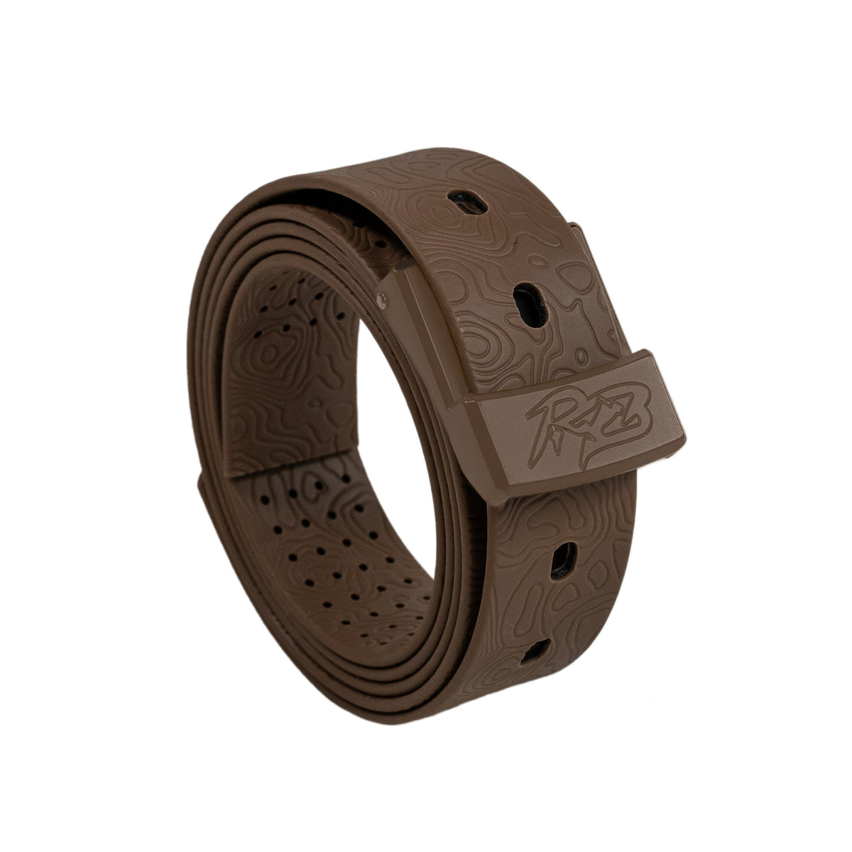 MTN Lite Belt, Ridge Belts brown embossed topographic strap with perforated holes on Tampa Home & Garden Store