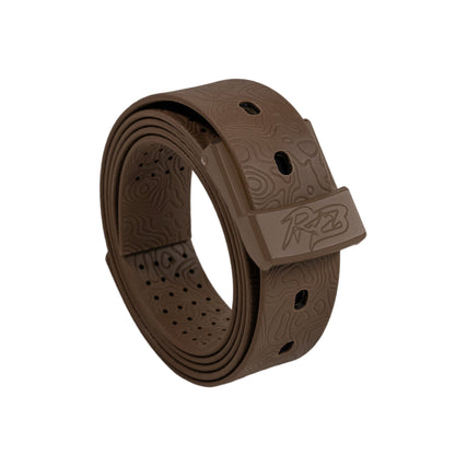 MTN Lite Belt, Ridge Belts brown embossed topographic strap with perforated holes on Tampa Home & Garden Store