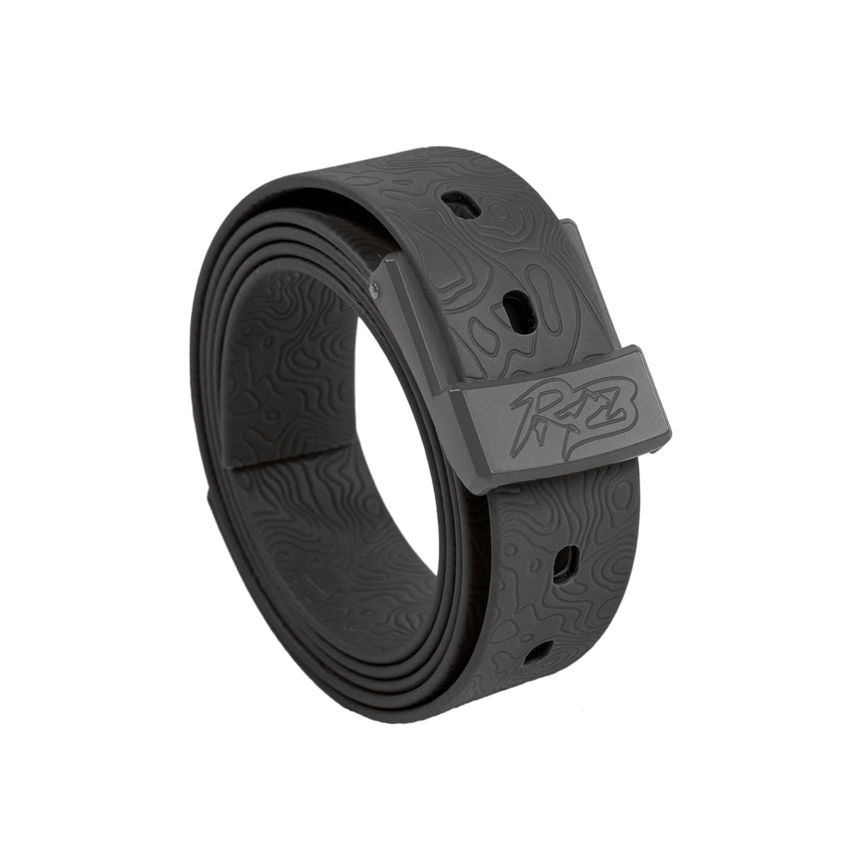 MTN Lite Belt by Ridge Belts, black embossed topo pattern belt with matte gray buckle on Tampa Home & Garden Store
