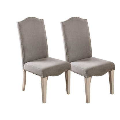 Upholstered dining chairs set of 2 with camelback, gray fabric and nailhead trim HouseOfZazla on Tampa Home & Garden Store