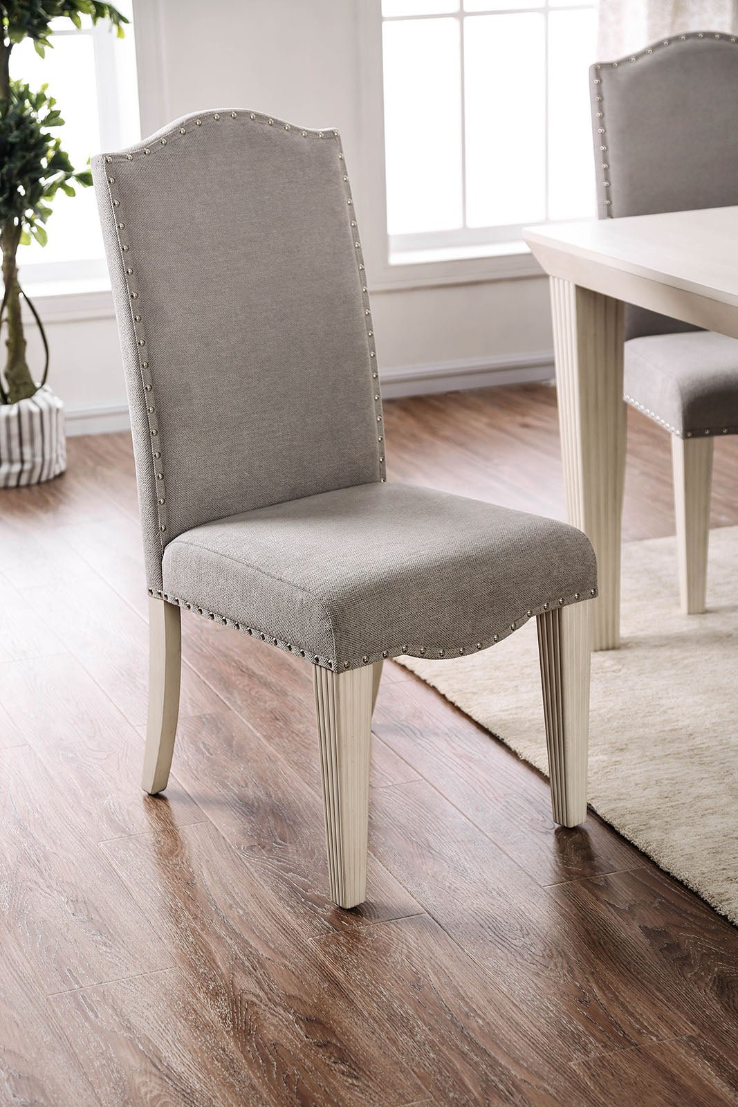 Upholstered dining chair with camel back, fabric and nailhead trim, set of 2 by HouseOfZazla on Tampa Home & Garden Store