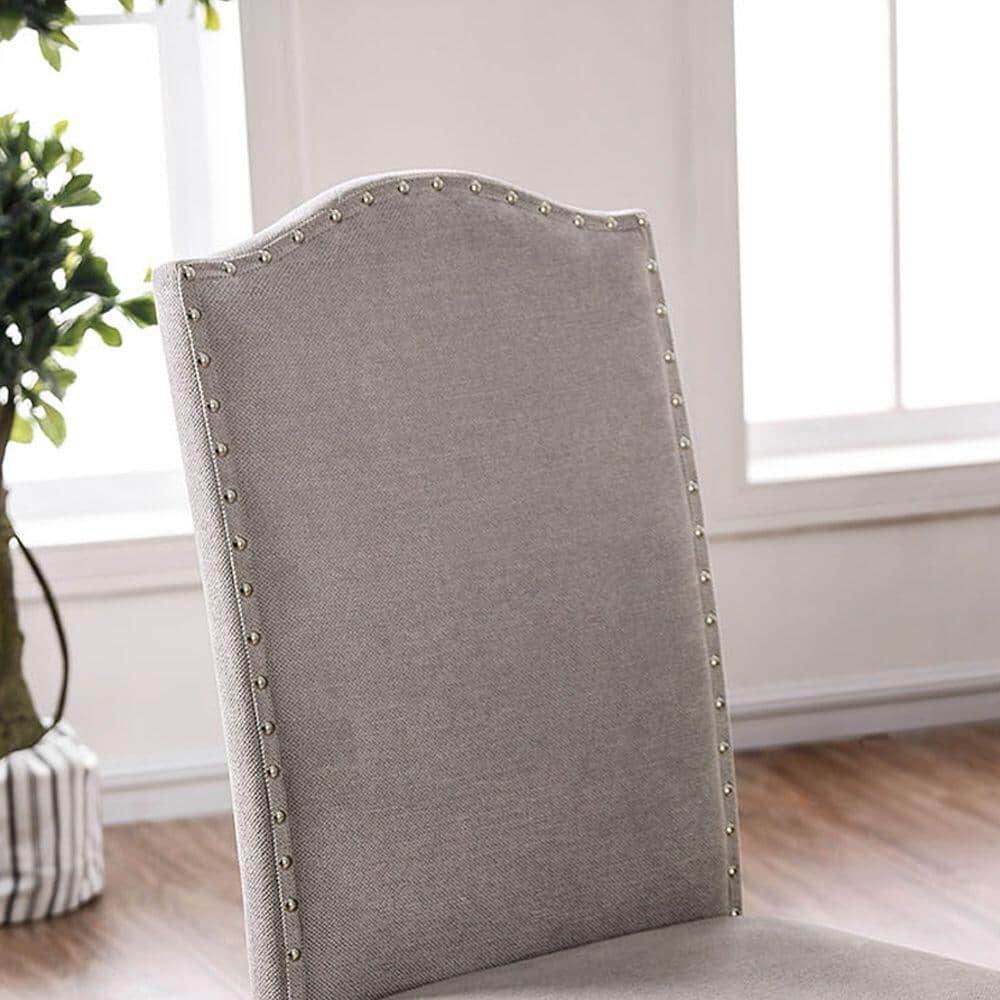 Dining chairs set of 2, light gray upholstered with camel back and nailhead trim, HouseOfZazla on Tampa Home & Garden Store
