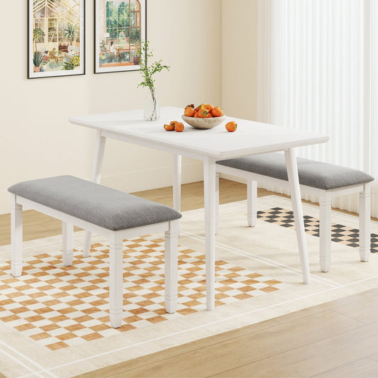 Banco tapizado para dormitorio con asiento acolchado y patas de madera maciza-Gris