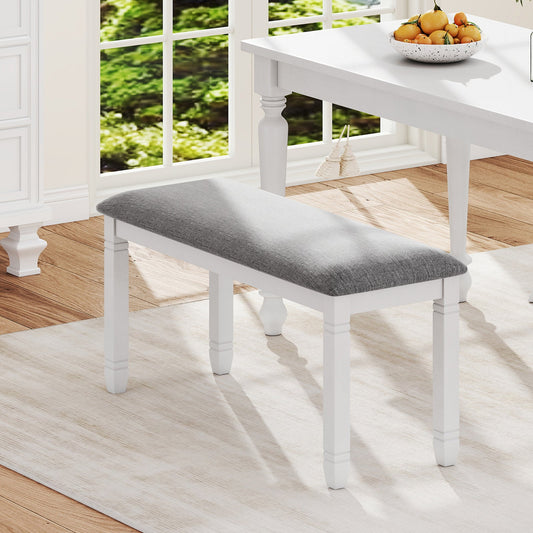 Banco tapizado para dormitorio con asiento acolchado y patas de madera maciza-Gris