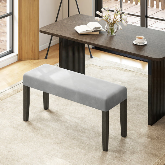 Banco para pie de cama con asiento acolchado y patas de madera maciza - Gris