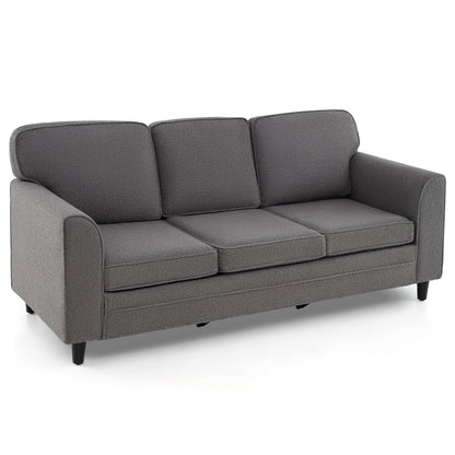 Sofá tapizado de terciopelo Teddy de 3 plazas con cómodos cojines de respaldo - Gris