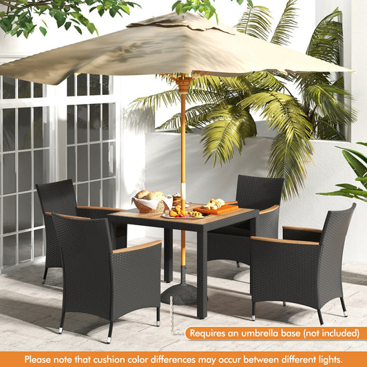 5 Pieces Patio Dining Table Set for 4 with Umbrella Hole - Tampa Home & Garden Store