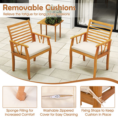 7 Pieces Acacia Wood Patio Dining Set with 1.97 Inch Umbrella Hole and Padded Cushions