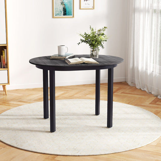 43 Inch Wooden Dining Table with Rubber Wood Legs for 2-4 People-Black - Tampa Home & Garden Store