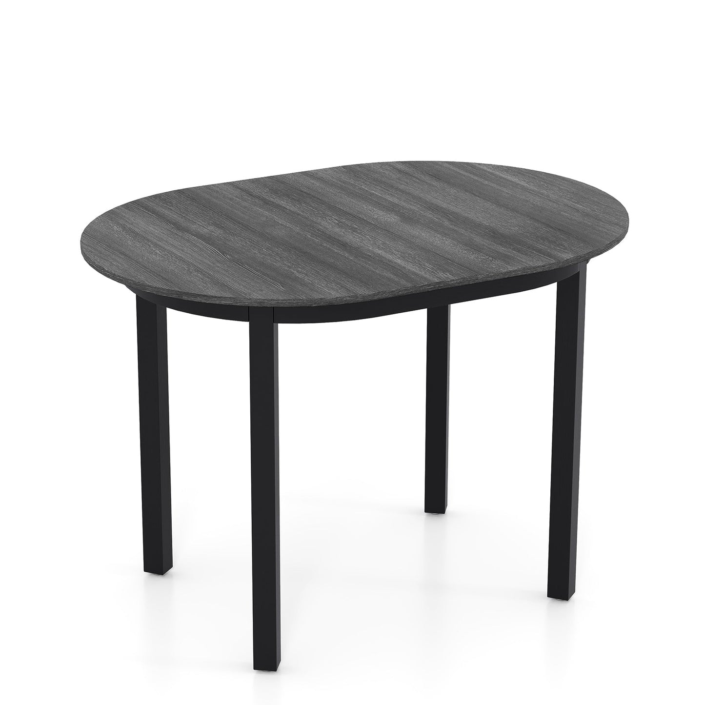 43 Inch Wooden Dining Table with Rubber Wood Legs for 2-4 People-Black