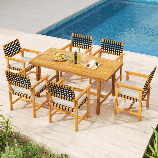 7-Piece Patio Dining Set for 6 People Farmhouse Furniture - Tampa Home & Garden Store