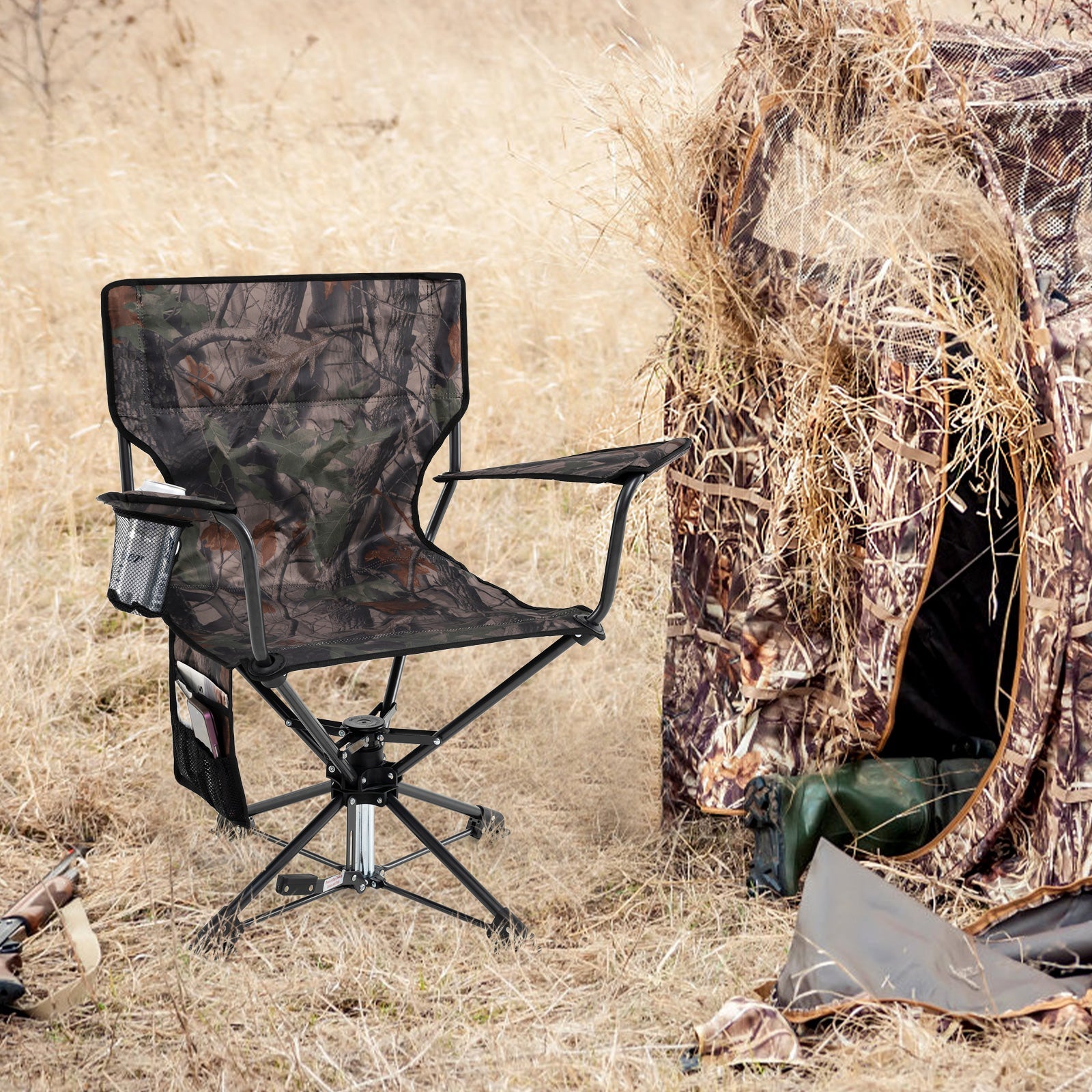 GemGear camo 360° swivel hunting chair portable foldable camp chair with mesh cup holder on Tampa Home & Garden Store