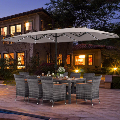 11 Pieces Patio Dining Set With Umbrella Base