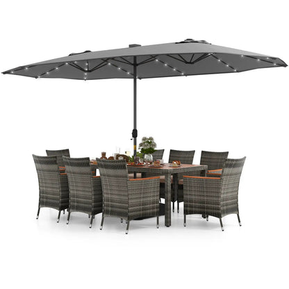 11 Pieces Patio Dining Set With Umbrella Base