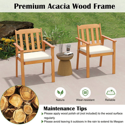 7 Pieces Patio Dining Table Set 63‚Äù Rectangle Table and 6 Acacia Wood Armchairs