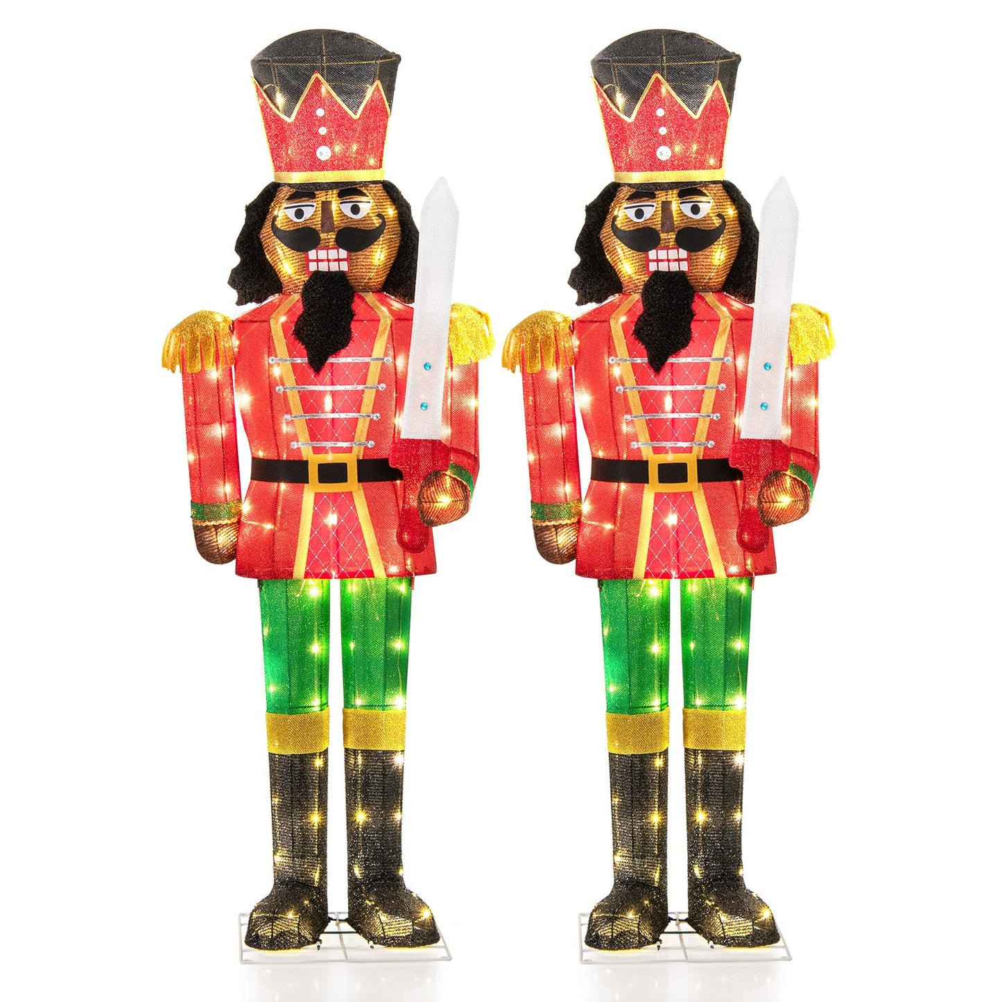 Nutcracker set of 2, 5 ft lighted figures with glitter swords in red coats DirectDeals on Tampa Home & Garden Store