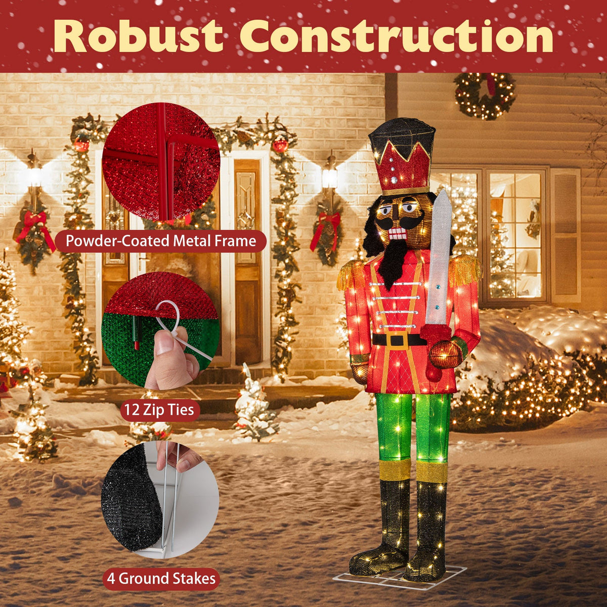 Set of 2 5 ft lighted Christmas Nutcrackers with glitter swords by DirectDeals on Tampa Home & Garden Store