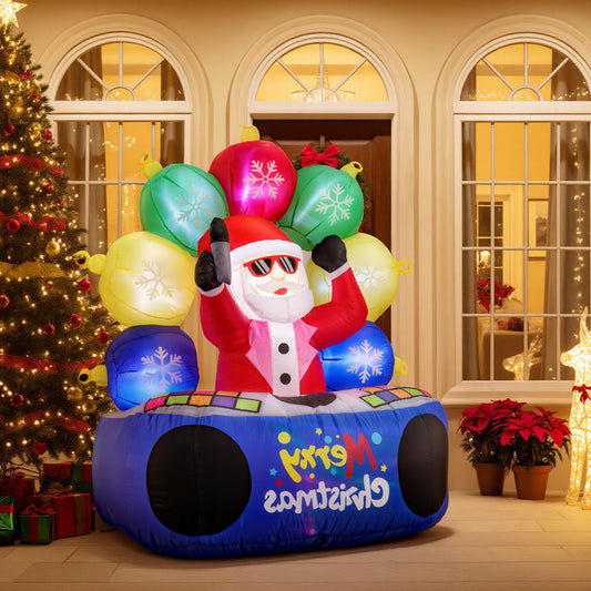 6 Feet Inflatable DJ Santa with Rotating Music Light and Flashing LEDs - Tampa Home & Garden Store