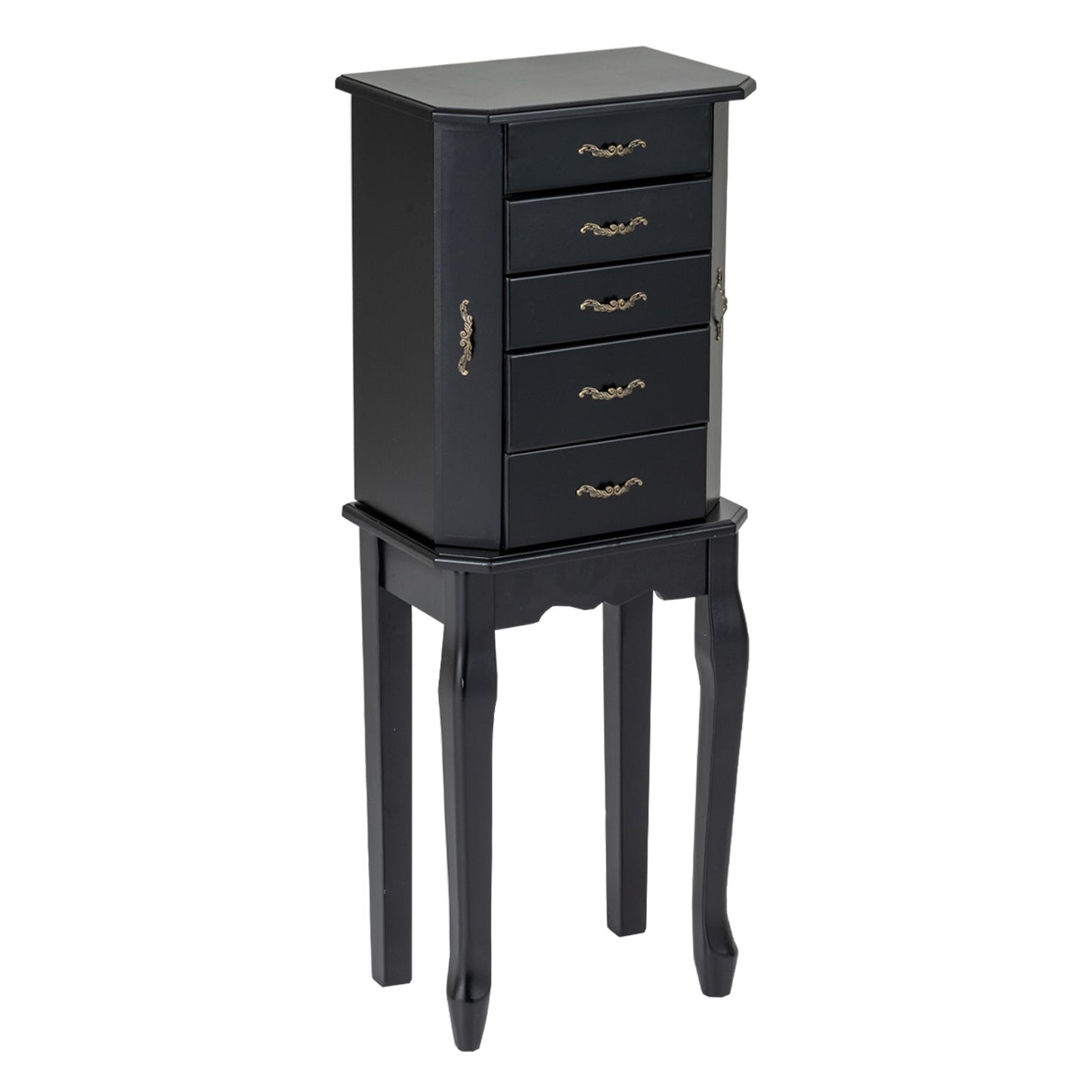 Standing Jewelry Box with 4 Drawers and 2 Side Doors