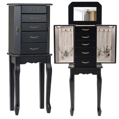 Standing Jewelry Box with 4 Drawers and 2 Side Doors