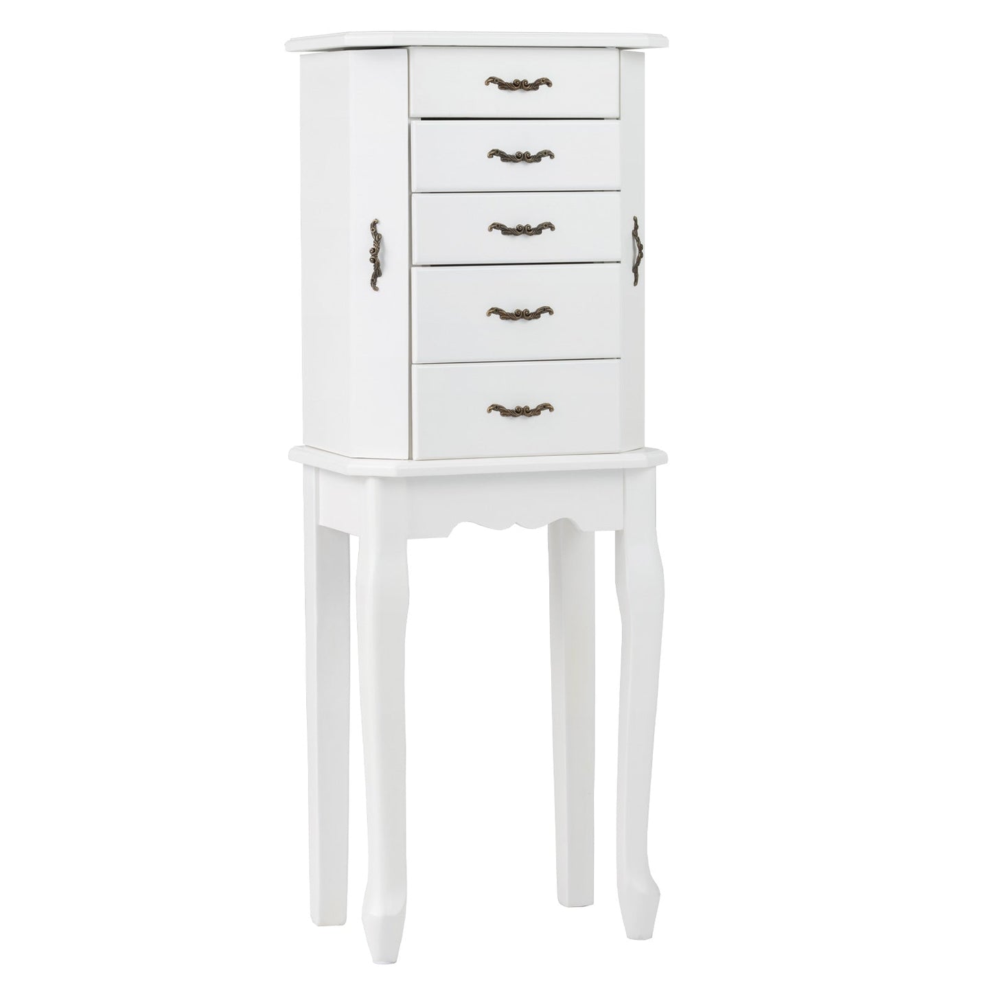 Standing Jewelry Box with 4 Drawers and 2 Side Doors