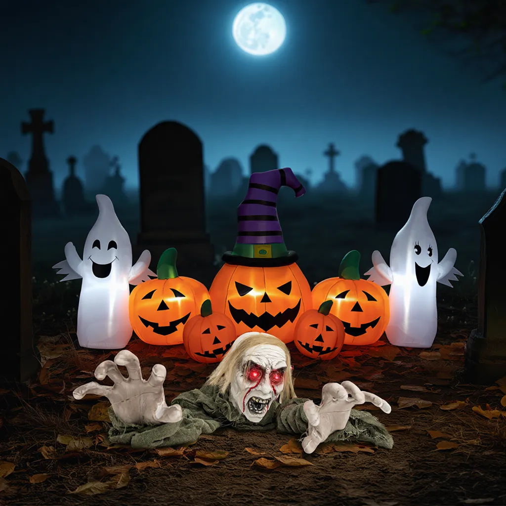Halloween Zombie inflatable pumpkins with ghosts DirectDeals party decor on Tampa Home & Garden Store